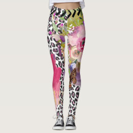Funky Leopard und BlumenLeggings Leggings