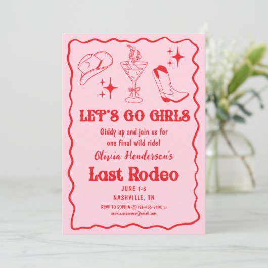 Funky Let's Go Girls Nashville Junggeselinnen-Absc Einladung (Stehend Vorderseite)