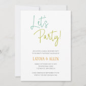 Funky Let's Party Lässig Empfang Elopement Einladung (Vorderseite)