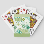 Funky Light Lime Green White Squares Art Muster Spielkarten (Rückseite)