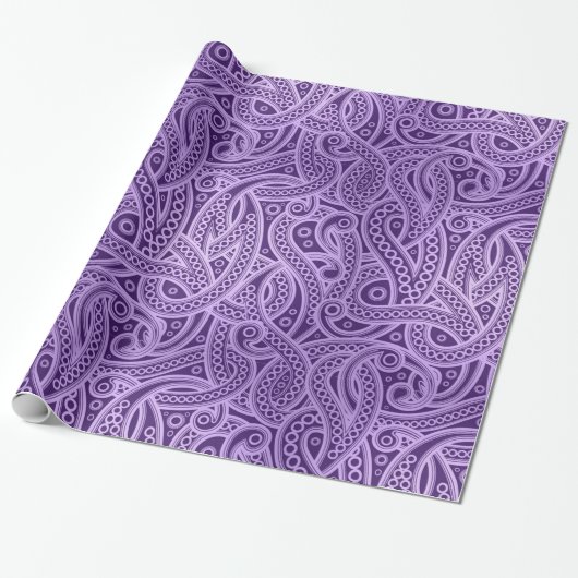 Funky Lila Abstrakt Paisley Musterpapier Geschenkpapier (Ungerollt)