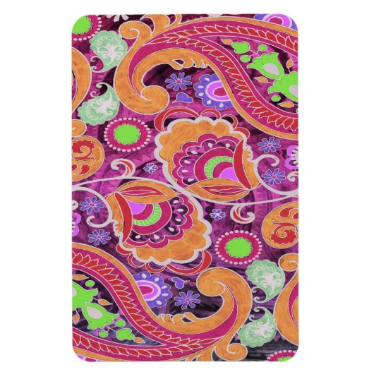 Funky Lila Abstrakt Retro Paisley Pattern Magnet (Vertikal)