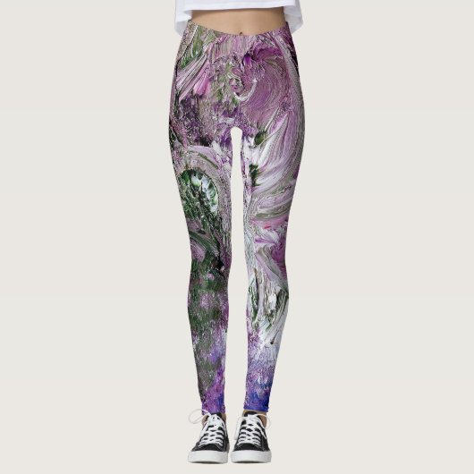 Funky Lila Abstrakte Leggings (Vorderseite)