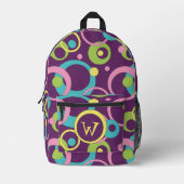 Funky Lila Circles Bedruckter Rucksack (Vorderseite)