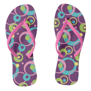 Funky Lila Circles Flip Flops Badesandalen