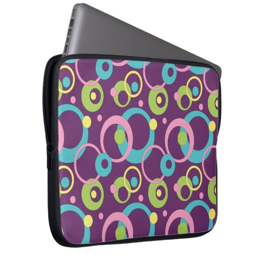 Funky Lila Circles Laptop Sleeve (Vorne Rechts)