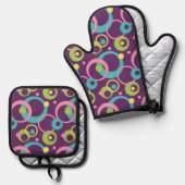 Funky Lila Circles Ofenhandschuh & Topflappen-Set (Vorderseite/Rückseite)