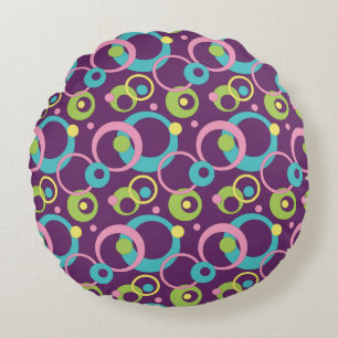 Funky Lila Circles Round Pillow Rundes Kissen