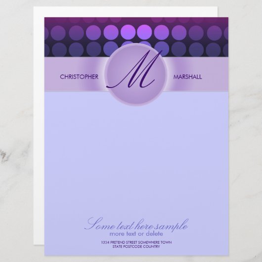 Funky Lila Disco Lights Schreibtisch Letterhead Briefkopf (Vorne/Hinten)