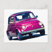 Funky Lila Fiat 500 Cinquecento in Italien Postkarte (Vorderseite)