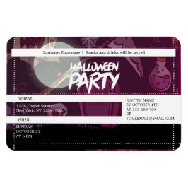 Funky Lila Halloween Spooky Party Ticket Magnet