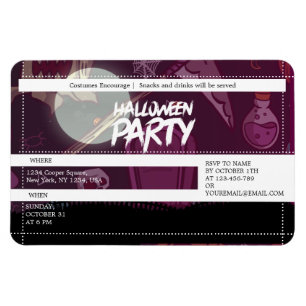 Funky Lila Halloween Spooky Party Ticket Magnet