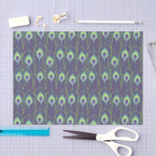 Funky lila Limettengrün Pfauenfeder-Dekoupage Seidenpapier (Handwerk)