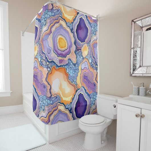 Funky Lila Mix Abstrakt Geode Agate Pattern Duschvorhang (Beispiel)