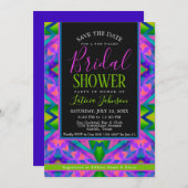 Funky Lila Pink Blacklight Vibe Brautparty Einladung (Vorne/Hinten)