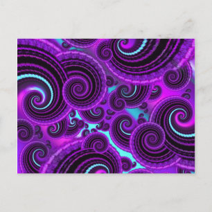 Funky Lila Swirl Fraktal Art Muster Postkarte