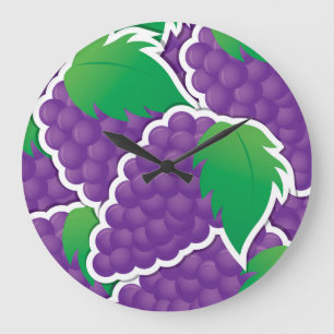 Funky lila Trauben Große Wanduhr