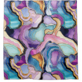 Funky Lila Turq Mix Abstrakt Geode Agate Pattern Duschvorhang (Vorderseite)