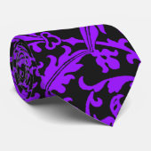 Funky Lila und Black Leafy Muster Krawatte (Gerollt)
