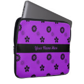 Funky lila und schwarze Blumen-Laptop-Hülse Laptopschutzhülle (Vorne Rechts)