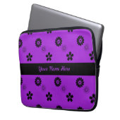 Funky lila und schwarze Blumen-Laptop-Hülse Laptopschutzhülle (Vorderseite Links)