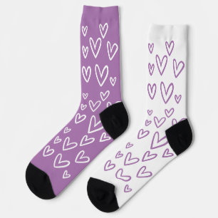 FUNKY LILA & WEISS HEARTS MUTTER'S DAY SOCKEN