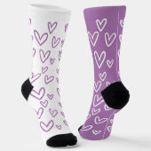 FUNKY LILA & WEISS HEARTS MUTTER'S DAY SOCKEN (Gewinkelt)