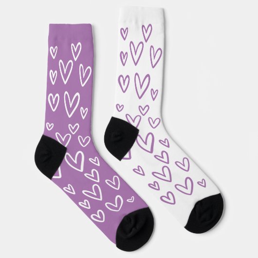 FUNKY LILA & WEISS HEARTS MUTTER'S DAY SOCKEN (Rechts)