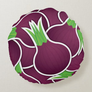 Funky lila Zwiebeln Rundes Kissen