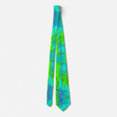 Funky Lime Green Aqua Blue Blätter Krawatte (Rückseite)