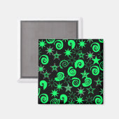 Funky Lime Green Black Stars Wirbel Fun Muster Magnet (Vorderseite/Rückseite)