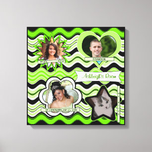 Funky Lime Green, Black, White Foto Wall Leinwanddruck