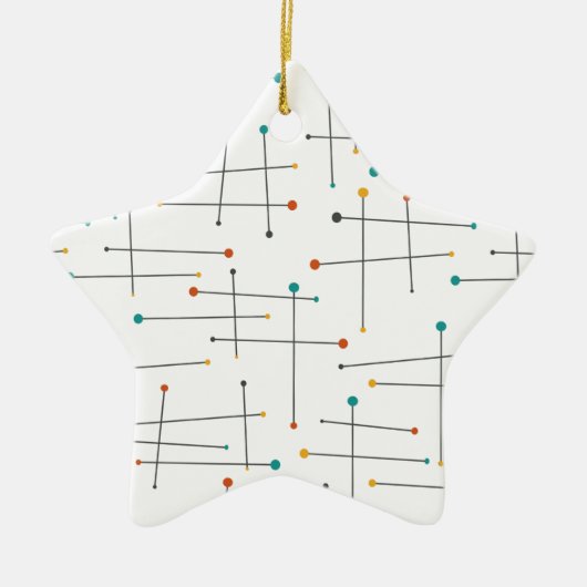 Funky Lines Pattern Retro Mitte Jahrhundert Weihna Keramik Ornament (Vorne)