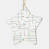 Funky Lines Pattern Retro Mitte Jahrhundert Weihna Keramik Ornament (Links)