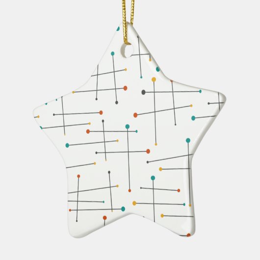 Funky Lines Pattern Retro Mitte Jahrhundert Weihna Keramik Ornament (Links)