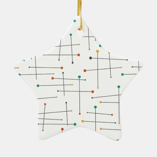 Funky Lines Pattern Retro Mitte Jahrhundert Weihna Keramik Ornament (Hinten)