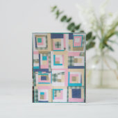 Funky Log Cabin Quilt Postkarte (Stehend Vorderseite)
