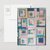 Funky Log Cabin Quilt Postkarte (Vorne/Hinten)
