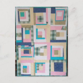 Funky Log Cabin Quilt Postkarte