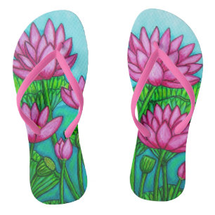 Funky Lotus Blume Custom Adult, Slim Straps Badesandalen
