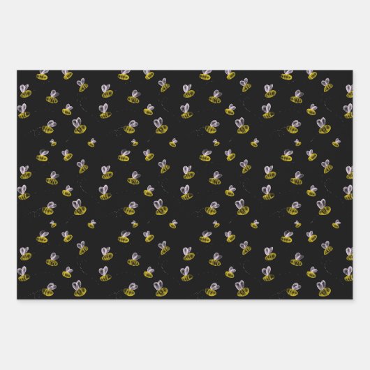 Funky lustige Hummeln auf schwarz Geschenkpapier Set (Vorderseite 3)