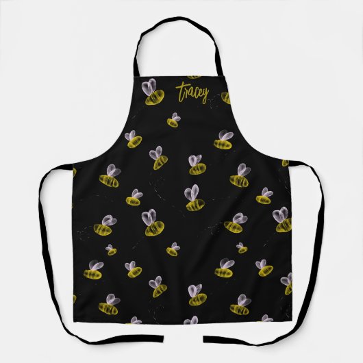 Funky lustige Hummeln auf schwarz Schürze (Vorderseite)