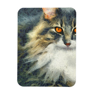 Funky Maine Coon Cat Art Magnet