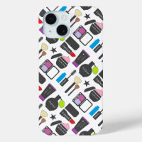 Funky Makeup Cosmetics Collage Pattern