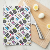 Funky Makeup Cosmetics Collage Pattern Geschirrtuch (Viertel Falte)