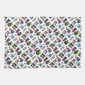 Funky Makeup Cosmetics Collage Pattern Geschirrtuch (Horizontal)