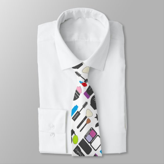 Funky Makeup Cosmetics Collage Pattern Krawatte (Gebunden)