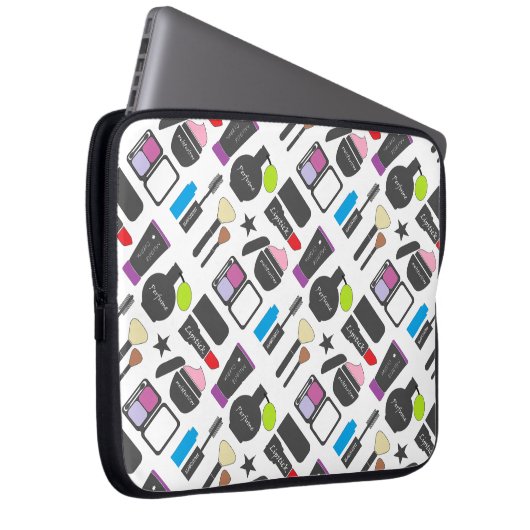 Funky Makeup Cosmetics Collage Pattern Laptopschutzhülle (Vorne Rechts)