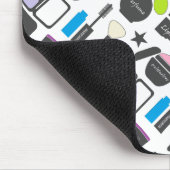 Funky Makeup Cosmetics Collage Pattern Mousepad (Ecke)