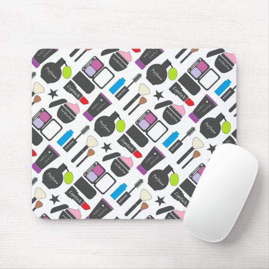 Funky Makeup Cosmetics Collage Pattern Mousepad (Mit Mouse)